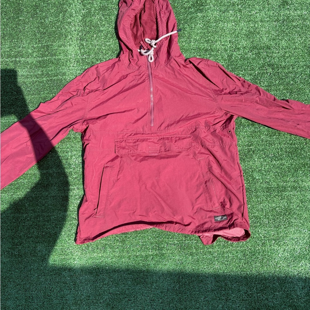 Red Hooded Windbreaker Jacket